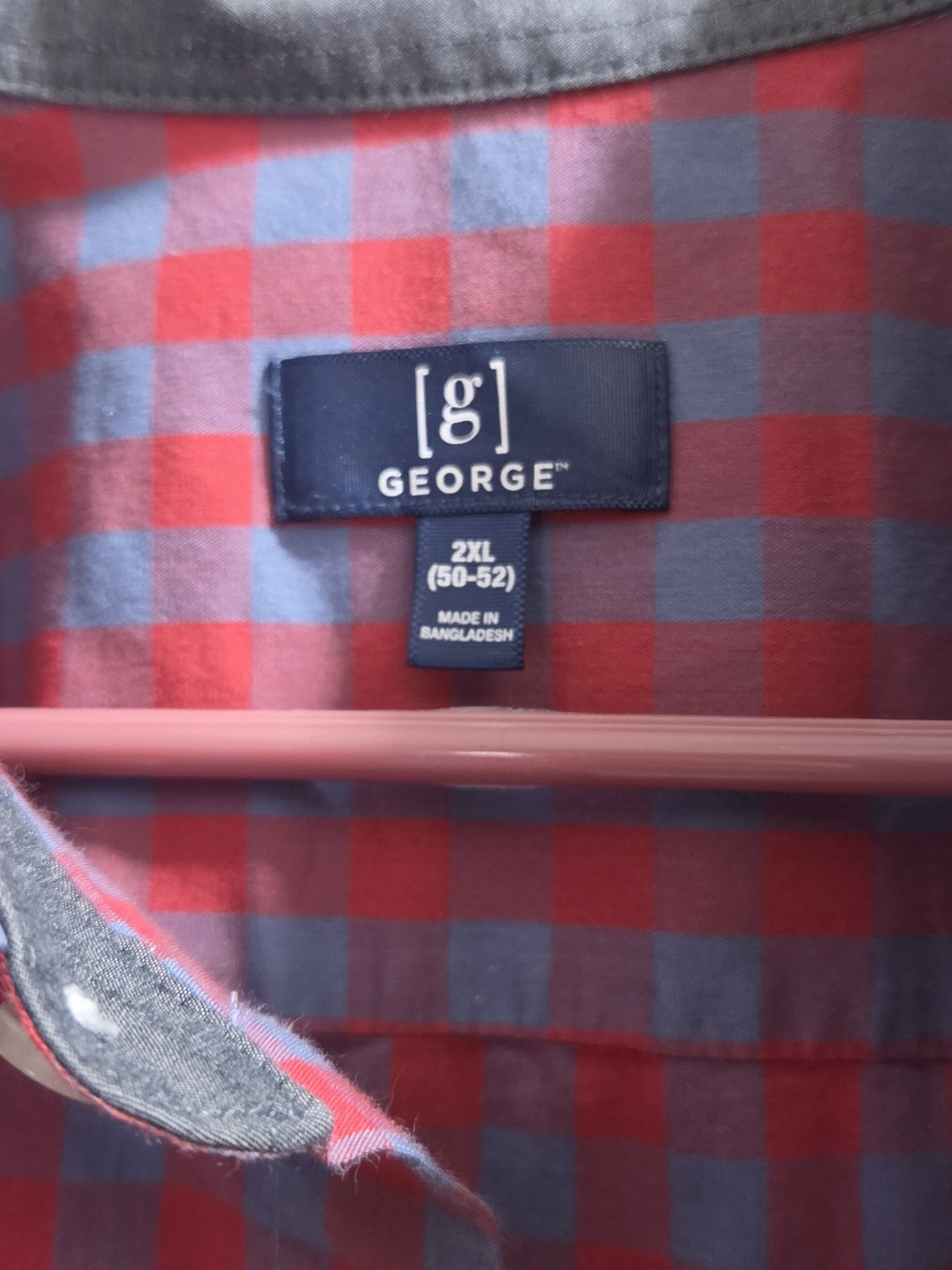 2010's George Men's Red and Blue Check Button-Up Shirt